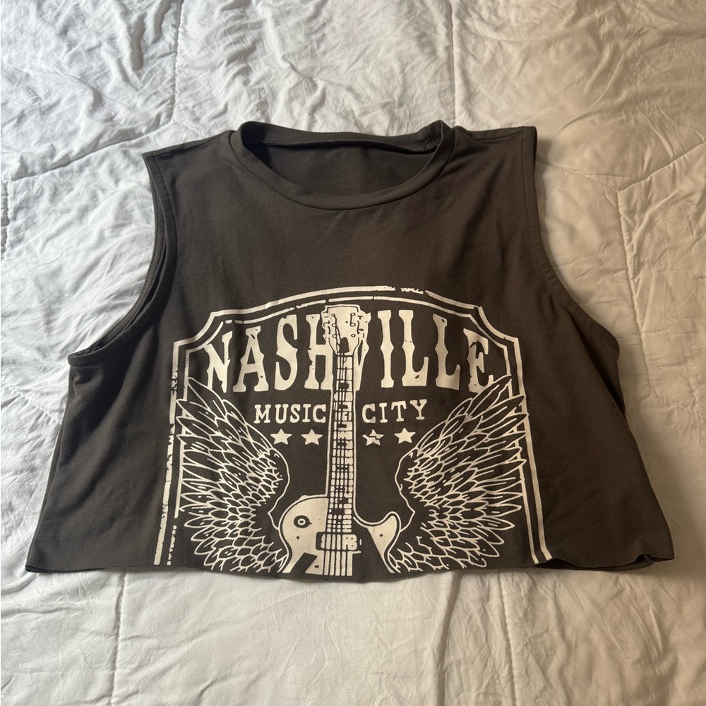 Black Nashville Music City Crop Top